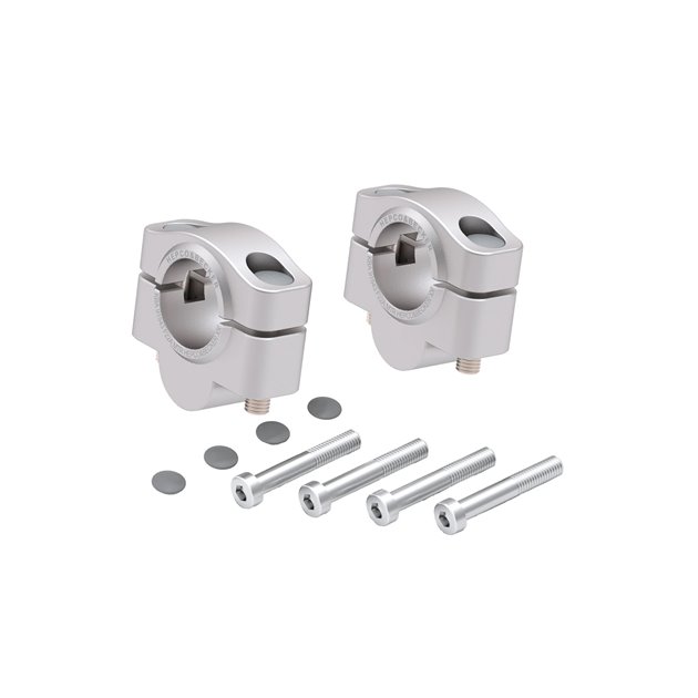 Podwyższenie kierownicy 20 mm srebrne do Moto Guzzi V 85 TT / Travel / Strad 2024-2026 Hepco & Becker | 4230561 20 09