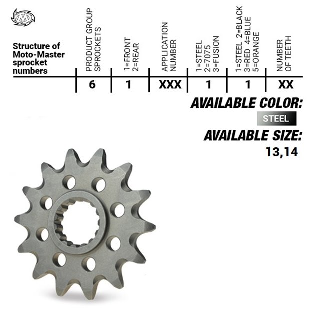 ZĘBATKA PRZEDNIA 565 13 YAMAHA YZ 250 99-25, WR/YZF 400/426/450, KAWASAKI KXF 06-20 (JTF565.13) (56513)YFZ 450 04-13 MOTO-MASTER