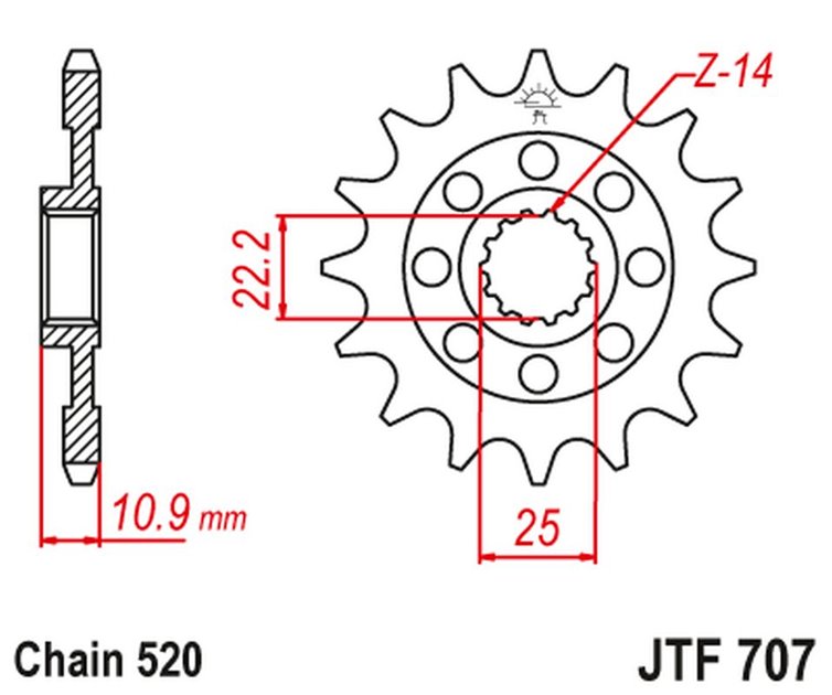 ZĘBATKA PRZEDNIA 2145 14 APRILIA 450/550 RXV-SXV 06-12 (214514JT) (ŁAŃC.520)