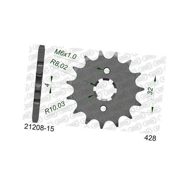 Zębatka przednia 15 Yamaha WR 125R/X, YZF125R, MT125 ŁAŃC. 428 AFAM | 21208-15