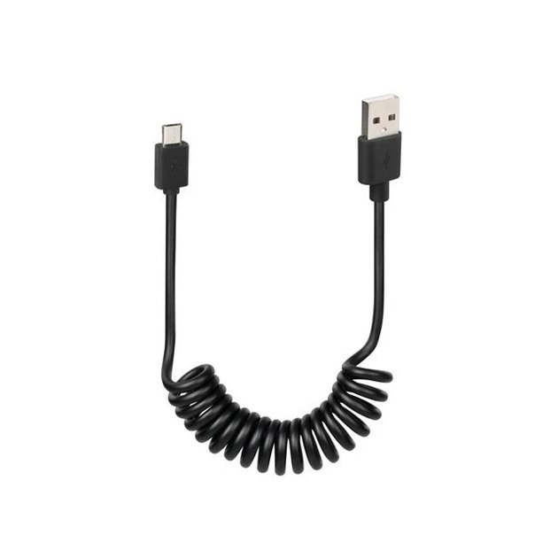 Kabel USB Micro USB sprężynowy 100cm czarny Lampa | 38700