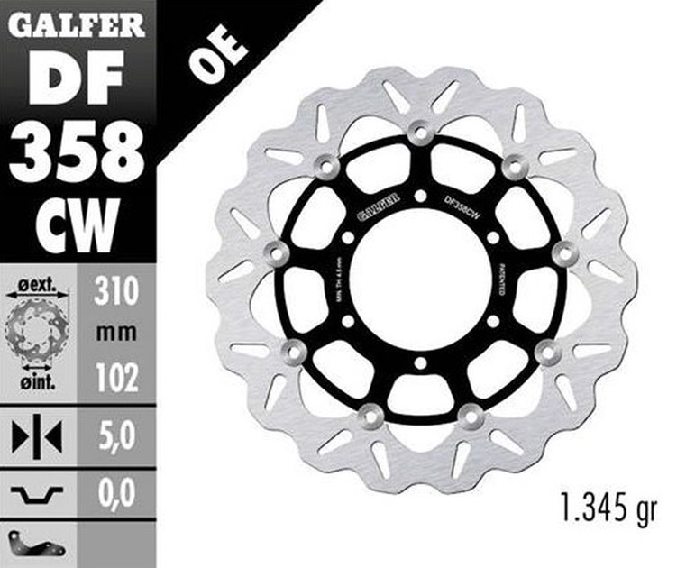GALFER TARCZA HAMULCOWA PRZÓD SUZUKI GSX-R 600 2008-; GSX-R 750 2008-; GSX-R 1000 2009-2015 (WAVE FLOATING) (310X102X5MM) | DF358CW