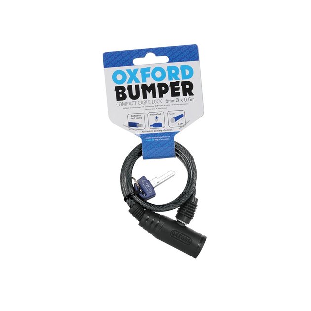 Linka antykradzieżowa BUMPER CABLE LOCK SMOKE na klucz 6mm x 600mm czarna Oxford | OF02