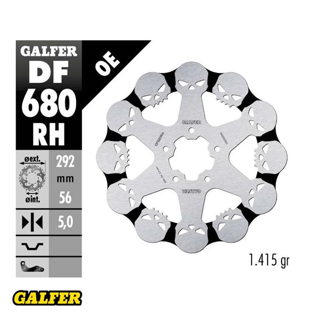 GALFER TARCZA HAMULCOWA PRZÓD HARLEY-DAVIDSON (292X56X5) SKULL (WZÓR CZASZKI)