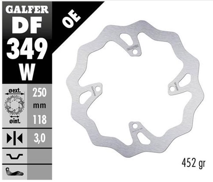 GALFER TARCZA HAMULCOWA PRZÓD SUZUKI RM 250Z/450Z 2006-2018 RMX 450Z 2010-2017 WAVE (250X118X3MM)