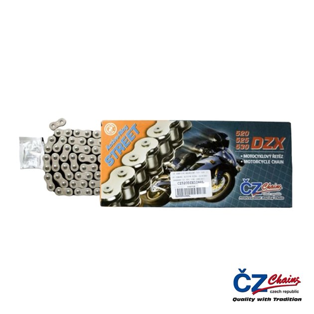 CZ ŁAŃCUCH NAPĘDOWY 520 DZX (110 OGNIW) ACTIVE RING (X-RING) CHROM DO 900 CCM (STREET) (37,8 KN) + ZAKUWKA DRĄŻONA
