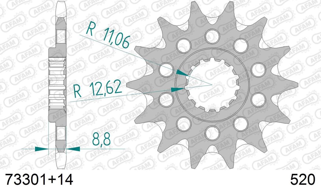 Zębatka przednia 14 SAMOOCZYSZCZAJĄCA KTM SX/EXC ŁAŃC. 520 AFAM | 73301+14