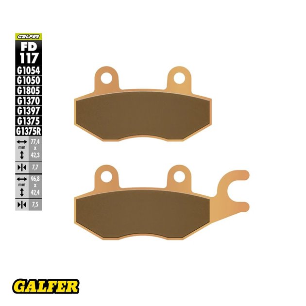 Klocki hamulcowe KH165 Spiek metaliczny (złote) ATV Galfer | FD117G1397