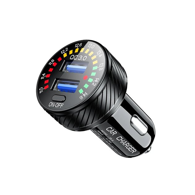 Uniwersalna ładowarka podwójna USB QC 3.0 36W do gniazda zapalniczki z woltomierzem Biketec | BTMUS315