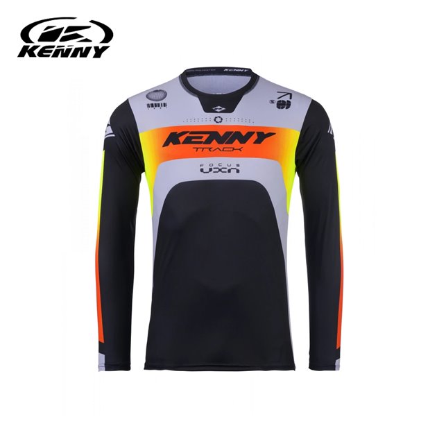 Koszulka Cross/Enduro Kenny Racing Track Focus Grey Czarny/Szary/Żółty / Czerwony S | 251-3403011-5403