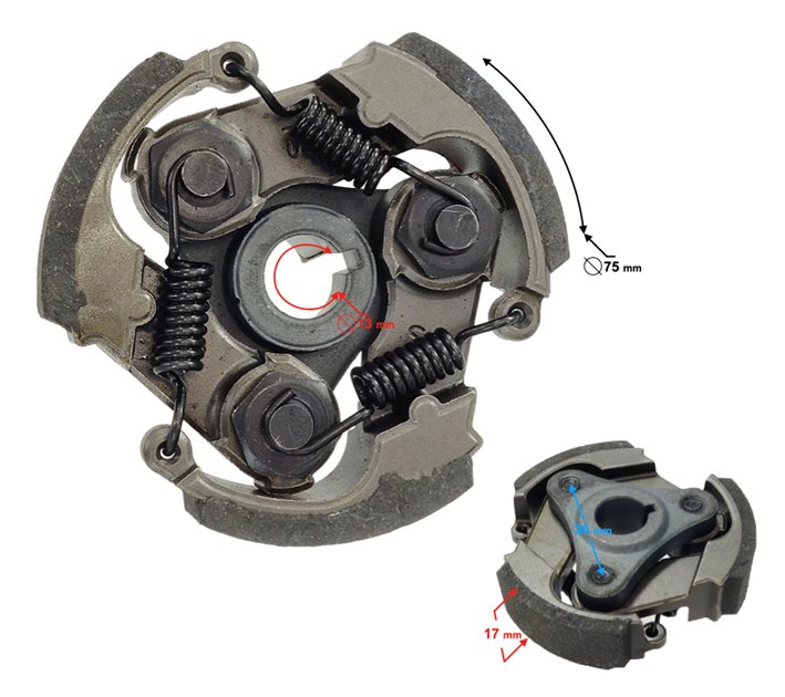 Szczęki sprzęgła, sprzęgło Pocket Bike, Mini Cross Quad