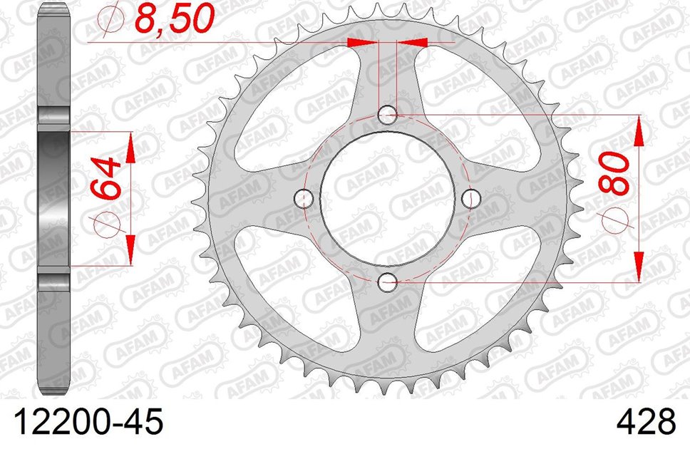 Zębatka tylna 45 Yamaha YBR 125, Junak 125 ŁAŃC. 428 AFAM | 12200-45