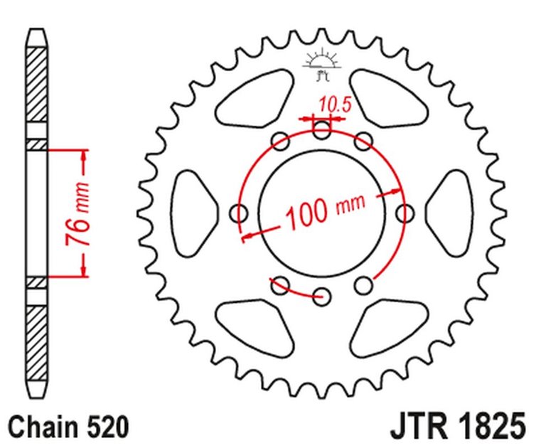 ZĘBATKA TYLNA 823 43 SUZUKI VL 250 INTRUDER LC '00-04'; LT 250/300 '86-89'; GN 400 '80-82'; LT 500 '88-92',DR 500 '81-83', DR 750 '88' (SR41B) (82343JT) (ŁAŃC.520)