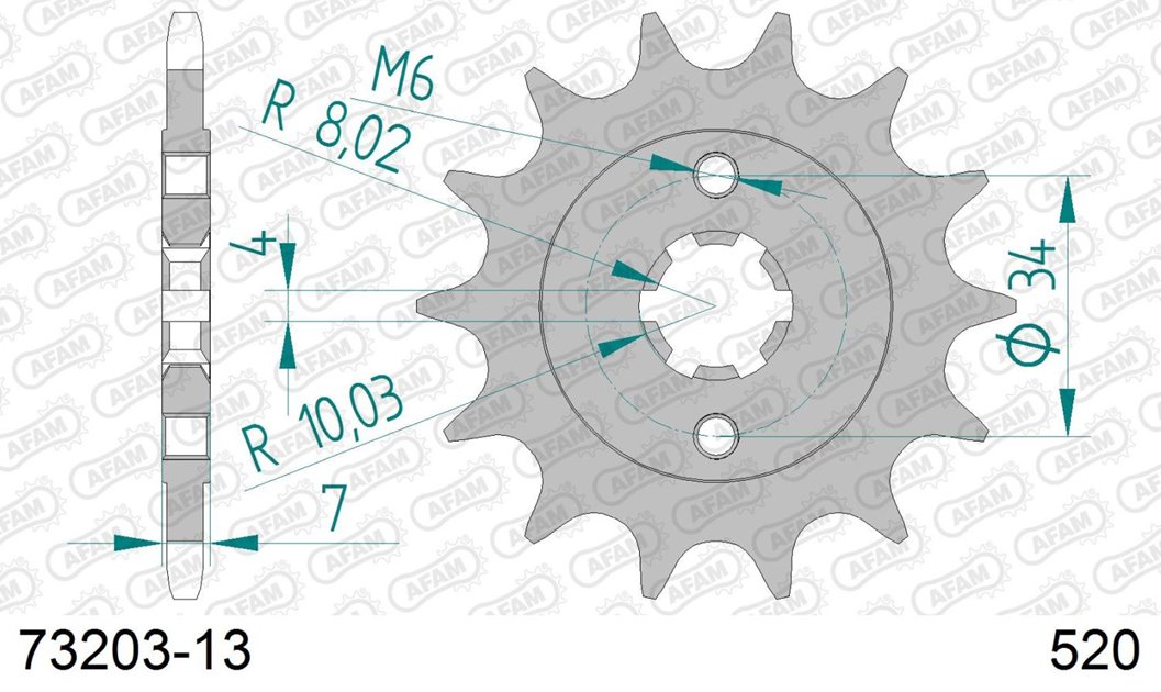 Zębatka przednia 13 KTM 125 Duke, 200 Duke ŁAŃC. 520 AFAM | 73203-13