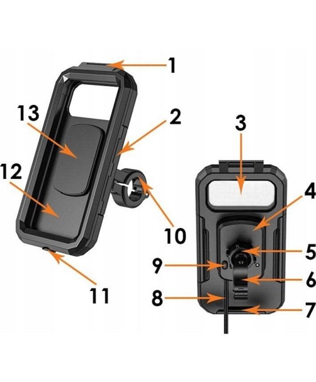 Uchwyt motocyklowy na telefon XL z ładowaniem bezprzewodowym i USB C eXtreme Style | WOD000036