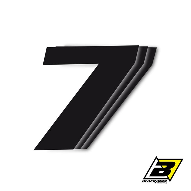 Numery startowe 25cm x 20cm Ukośne, Czarny NR7 (3szt.) Blackbird | E5049/20/7