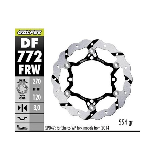 Tarcza Hamulcowa Przód Sherco SE/SEF 250/300/450/500 WAVE (270X120X3MM) Galfer | DF772FRW