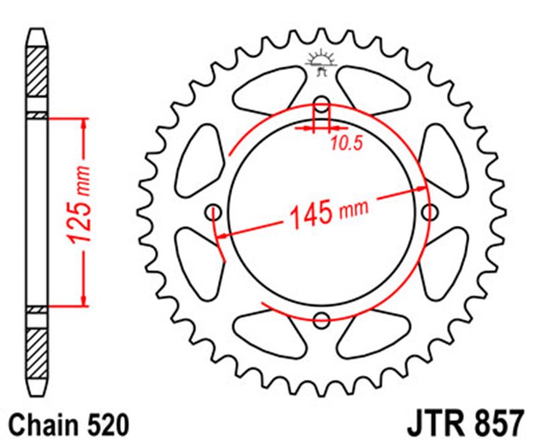 ZĘBATKA TYLNA 857 45 YAMAHA XT 600E '90-03, XT 660Z TENERE '91-00 (85745JTZBK) (ŁAŃC. 520) KOLOR CZARNY - PATRZ RÓWNIEŻ 458845JT