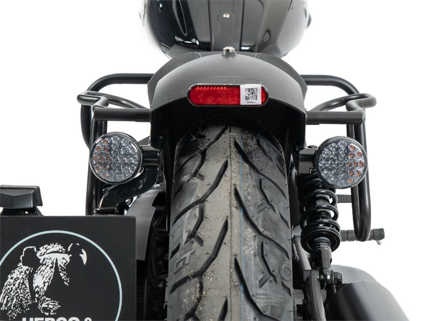 Zestaw: Stelaż pod sakwy Cutout czarny, sakwy Rugged brązowe Indian Scout Sixty Bobber Hepco & Becker | 6277694 00 08