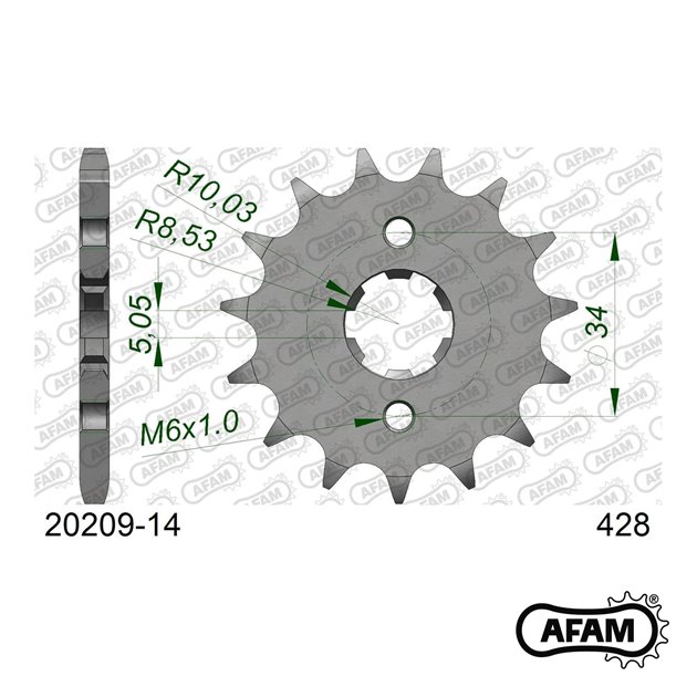 Zębatka przednia 2037 14 Honda CBR 125, XLR 125 Łańcuch 428 AFAM | 20209-14