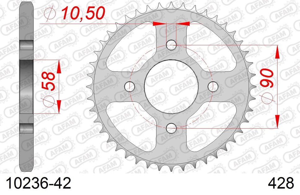 Zębatka tylna 42 Honda CBR 125 Otwór na śrubę 10,5 ŁAŃC. 428 AFAM | 10236-42