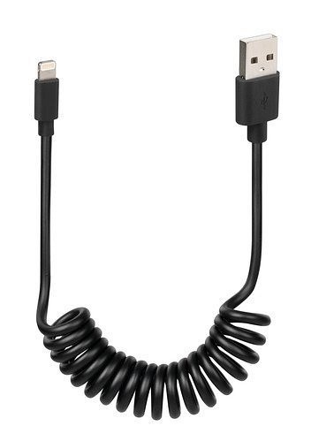 Kabel sprężynowy Usb> Apple 8 Pin - 100 cm - czarny LAMPA