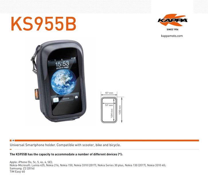 Torba na gps / smartphone iphone 5/5s/se, nokia/microfost, samsung z mocowaniem na kierownicę - patrz opis dodatkowy - promocja - wyprzedaż - std cena 179,- KAPPA