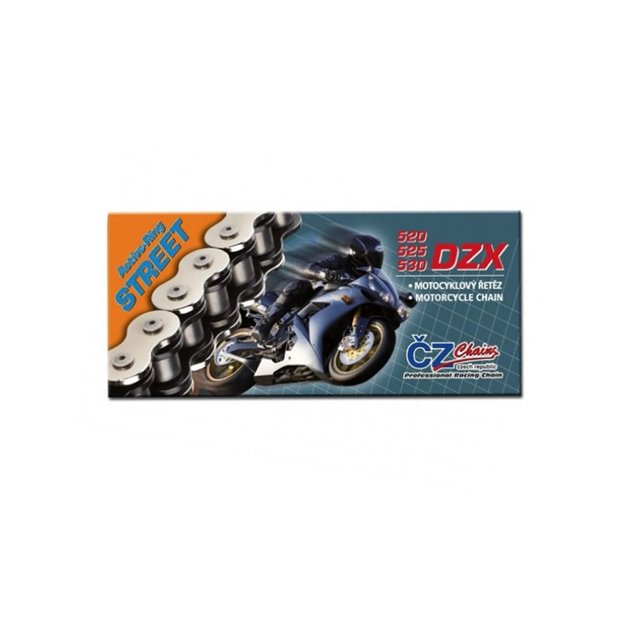 CZ ŁAŃCUCH NAPĘDOWY 525 DZX (120 OGNIW) ACTIVE RING (X-RING) CHROM DO 1000 CCM (40,0 KN) + ZAKUWKA DRĄŻONA