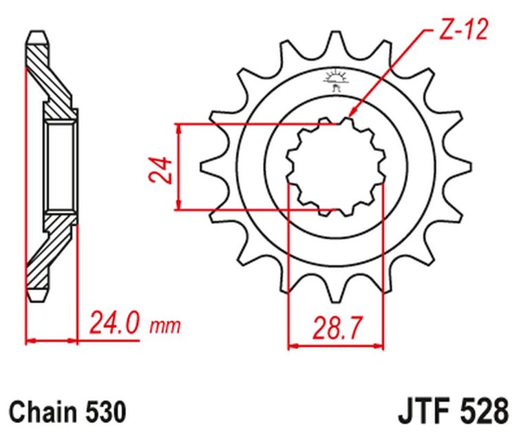 ZĘBATKA PRZEDNIA 530 17 KAWASAKI ZZ-R 1100 '90-92'(JTF528.17JT) (ŁAŃC. 530)