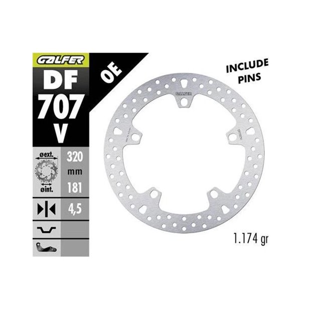 Tarcza hamulcowa przód BMW F 800R/S/ST/GT, 900XR, R 850R/RT, 1100S, 1100/1500/1200/1250S / R/RT/S/ST/GS, K 1200/1300/1600LT/GT / S/RS, Husqvarna Nuda 900R (ROUND DISC FIXED) (320X181X4,5MM) Galfer | DF707V