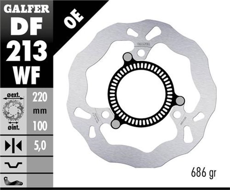 GALFER TARCZA HAMULCOWA TYŁ KAWASAKI NINJA 300 R SP (ABS) 2013-, NINJA 400 / ABS 2018-, Z 400 2020- (220X100X5MM) WAVE