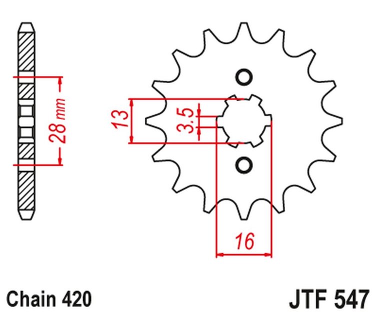 ZĘBATKA PRZEDNIA 547 13 YAMAHA RX 80 SE '82' (54713JT) (ŁAŃC. 420)