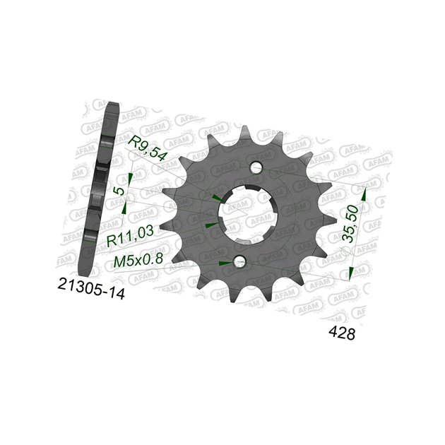 Zębatka przednia 14 Yamaha TW 125 ŁAŃC. 428 AFAM | 21305-14