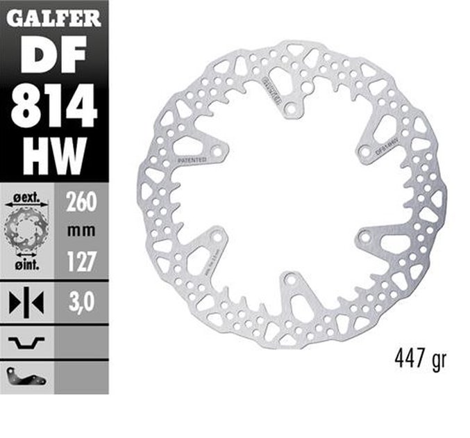 Tarcza hamulcowa przód Beta 250RR, 300RR, 350RR, 400/430/450/480/498, X-TRAINER (260X127X3MM) SHARK ENDURO MX Galfer | DF814HW
