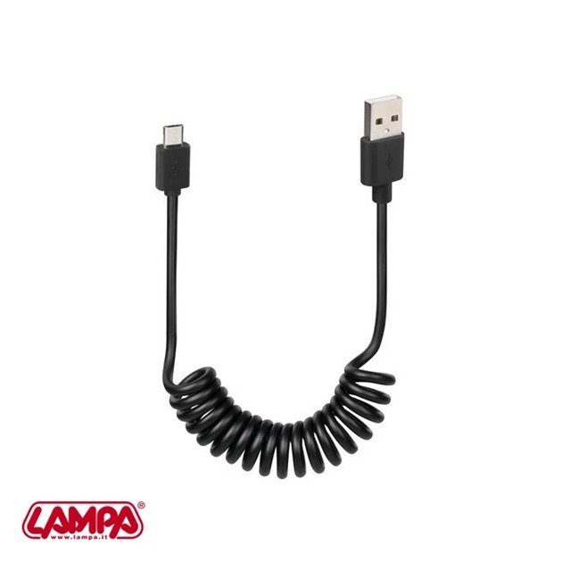 Kabel USB Micro USB sprężynowy 100cm czarny Lampa | 38700