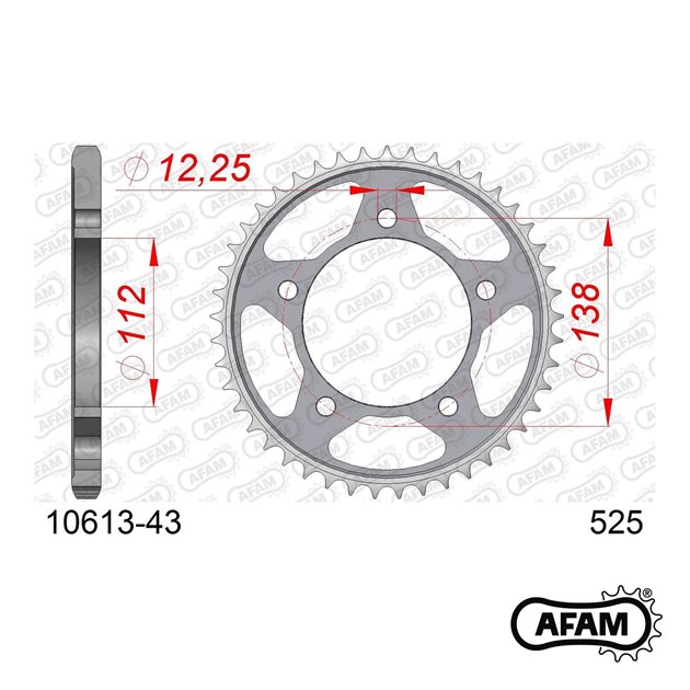 Zębatka tylna 43 Honda CB 600 Hornet, CBR 600F, CBF 600 ŁAŃC. 525 AFAM | 10613-43
