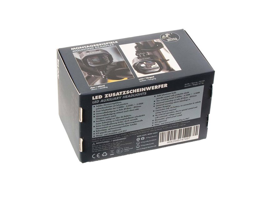 Reflektory dodatkowe LED "Nova" - Zestaw dla Ø25-32mm Crashbars | uniwersalne mocowanie Hepco Becker