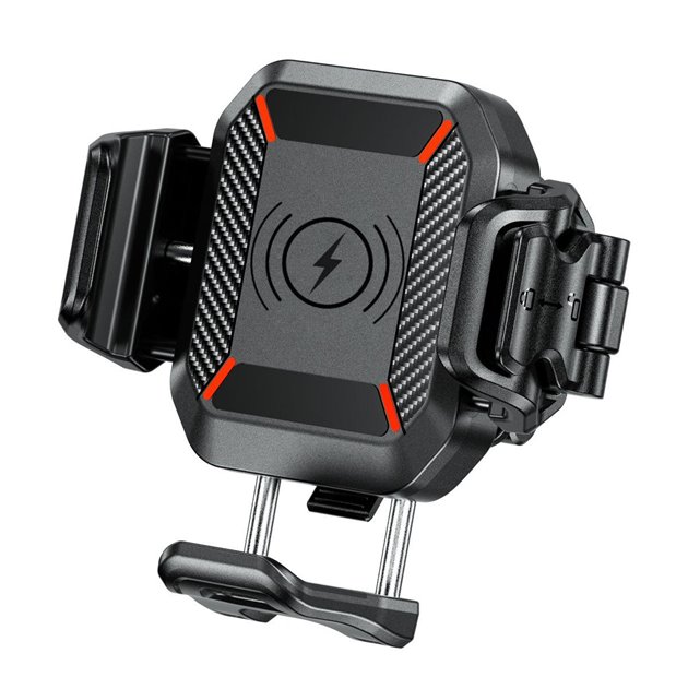 Uchwyt motocyklowy na telefon ANTYWIBRACYJNY QUICK LOCK z ładowarką INDUKCYJNĄ i USB-C R24-PD DAMPER Biketec | BT264