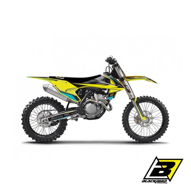 Komplet naklejek (oklein) + pokrowiec na siedzenie KTM SX/SX-F, EXC/EXC-F STEALTH Blackbird | E8541
