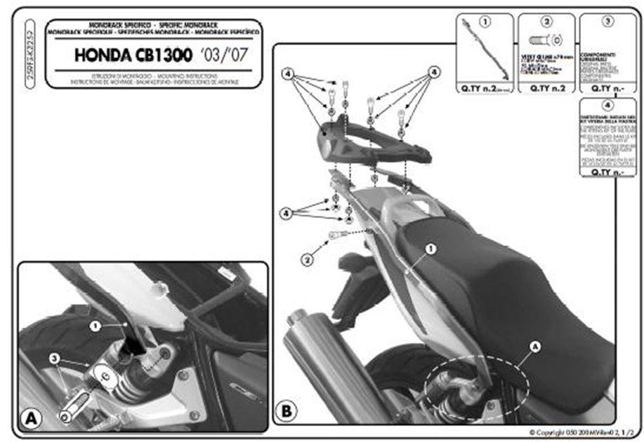 Stelaż kufra centralnego Honda cb 1300/s (03-09) ( bez płyty ) KAPPA