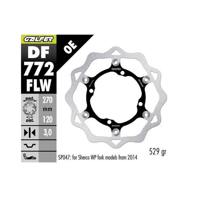 Tarcza Hamulcowa Przód Sherco SE/SEF 250/300/450/500 WAVE (270X120X3MM) Galfer | DF772FLW