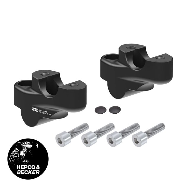 Podwyższenie kierownicy z przesunięciem 30 mm w górę, 21 mm w tył czarne Honda NC 750 X / DCT 2021-2026 Hepco & Becker | 42459530 00 01