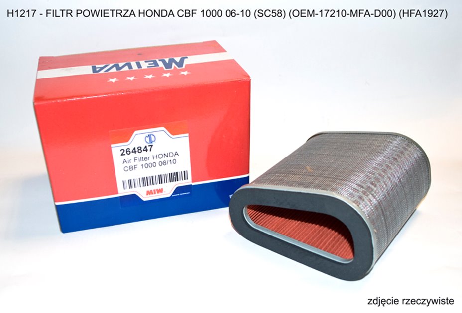 MIW (MEIWA) FILTR POWIETRZA HONDA CBF 1000 06-10 (SC58) (OEM-17210-MFA-D00) (HFA1927) (50)