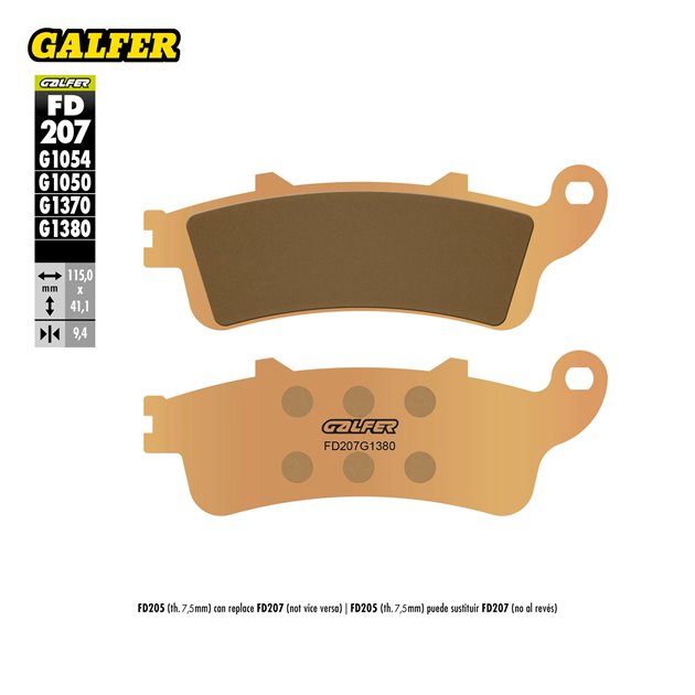Klocki hamulcowe KH281/KH261 Spiek metaliczny (złote) SKUTER GALFER | FD207G1380