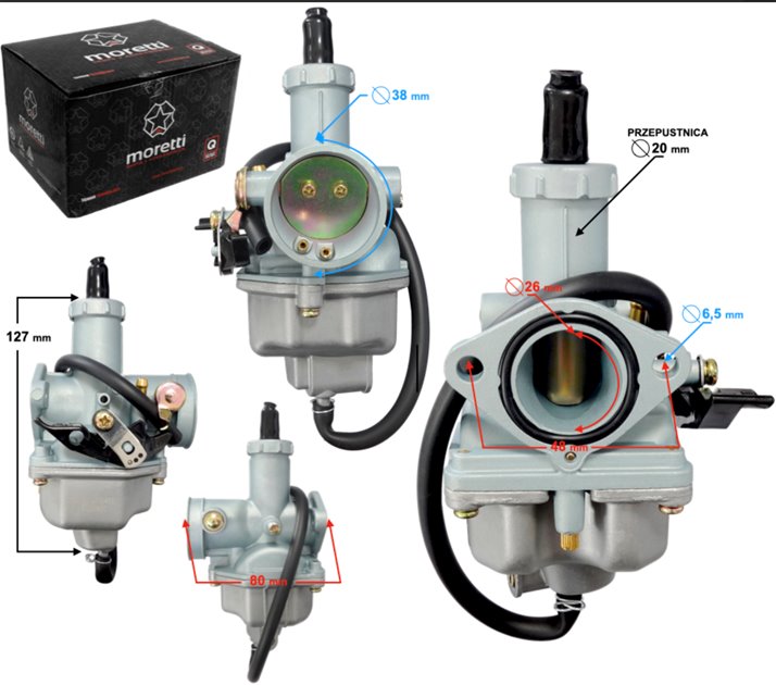 Gaźnik PZ26 125-150cc ssanie dźwignia MORETTI | 5905220812851