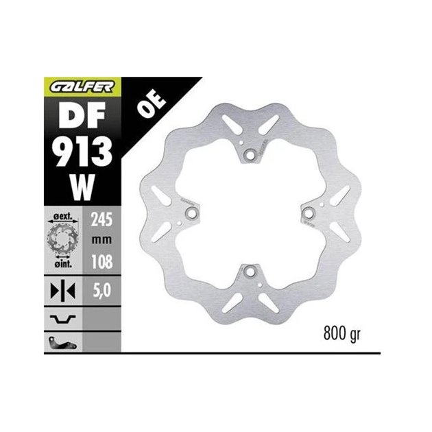 GALFER TARCZA HAMULCOWA TYŁ DUCATI HYPERMOTARD 939/950 2013-; MONSTER 796/1100 2009- (WAVE DISC) (245X108X5MM) | DF913W