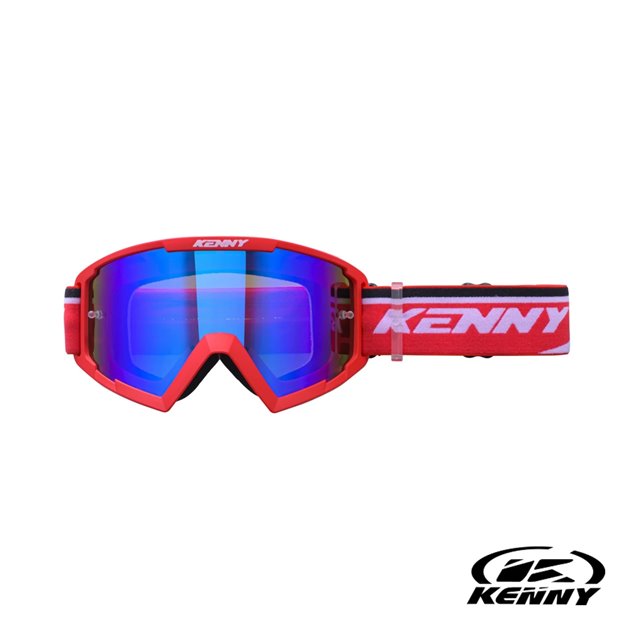 Gogle Track+ Kid/Junior/Dziecięce Red Szybka Niebieskie Lustro Kenny Racing | 251-0803012-01