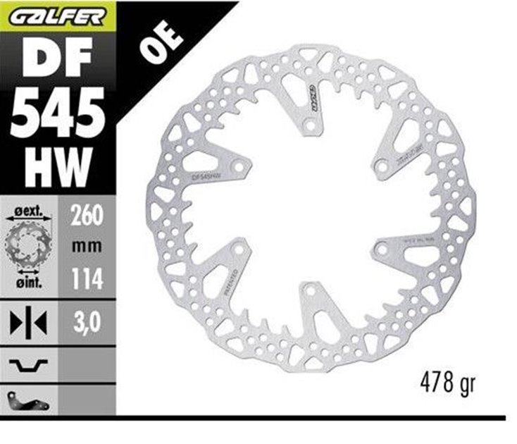 GALFER TARCZA HAMULCOWA PRZÓD DUCATI DESMO 450MX 2024-2026 (260X114X3MM) SHARK ENDURO MX