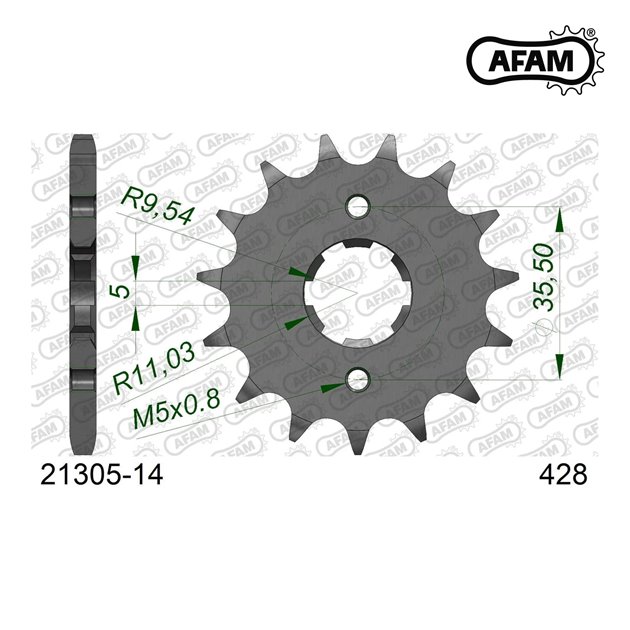 Zębatka przednia 14 Yamaha TW 125 ŁAŃC. 428 AFAM | 21305-14
