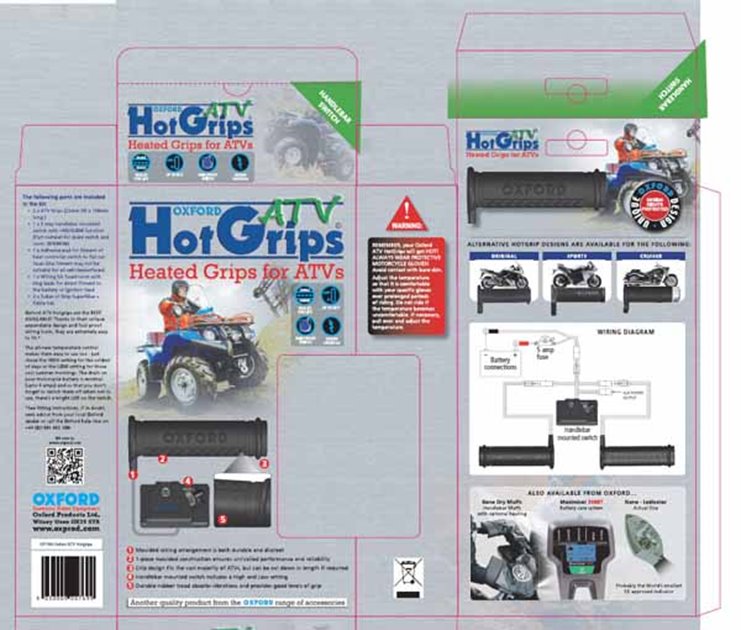 Manetki podgrzewane Essential ATV/QUAD z panelem ster. na kierownicę 22MM Oxford | OF769